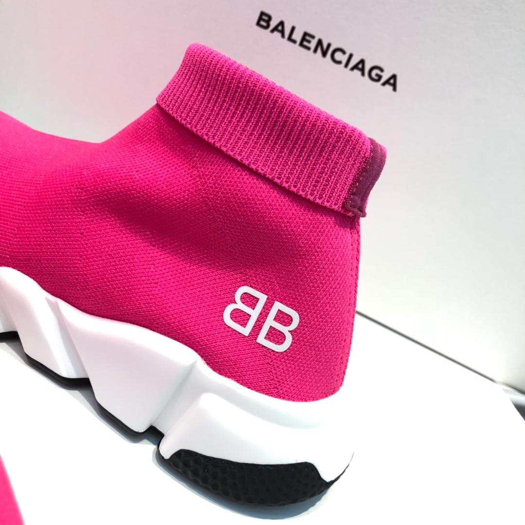 Balenciaga Speed Trainers Pink and white BB print and white rubber sole Sneaker MS09077