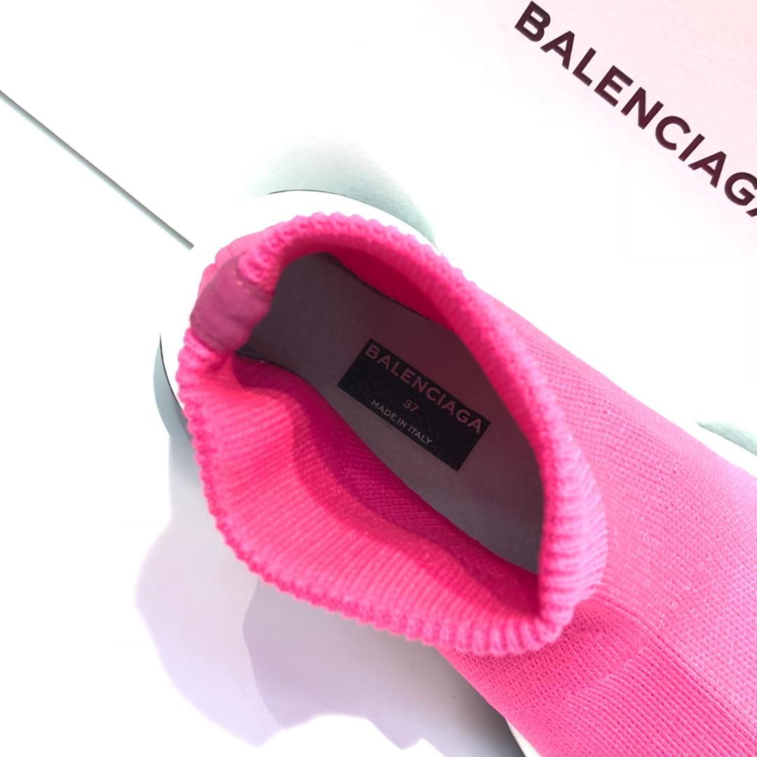 Balenciaga Speed Trainers Pink and white BB print and white rubber sole Sneaker MS09077