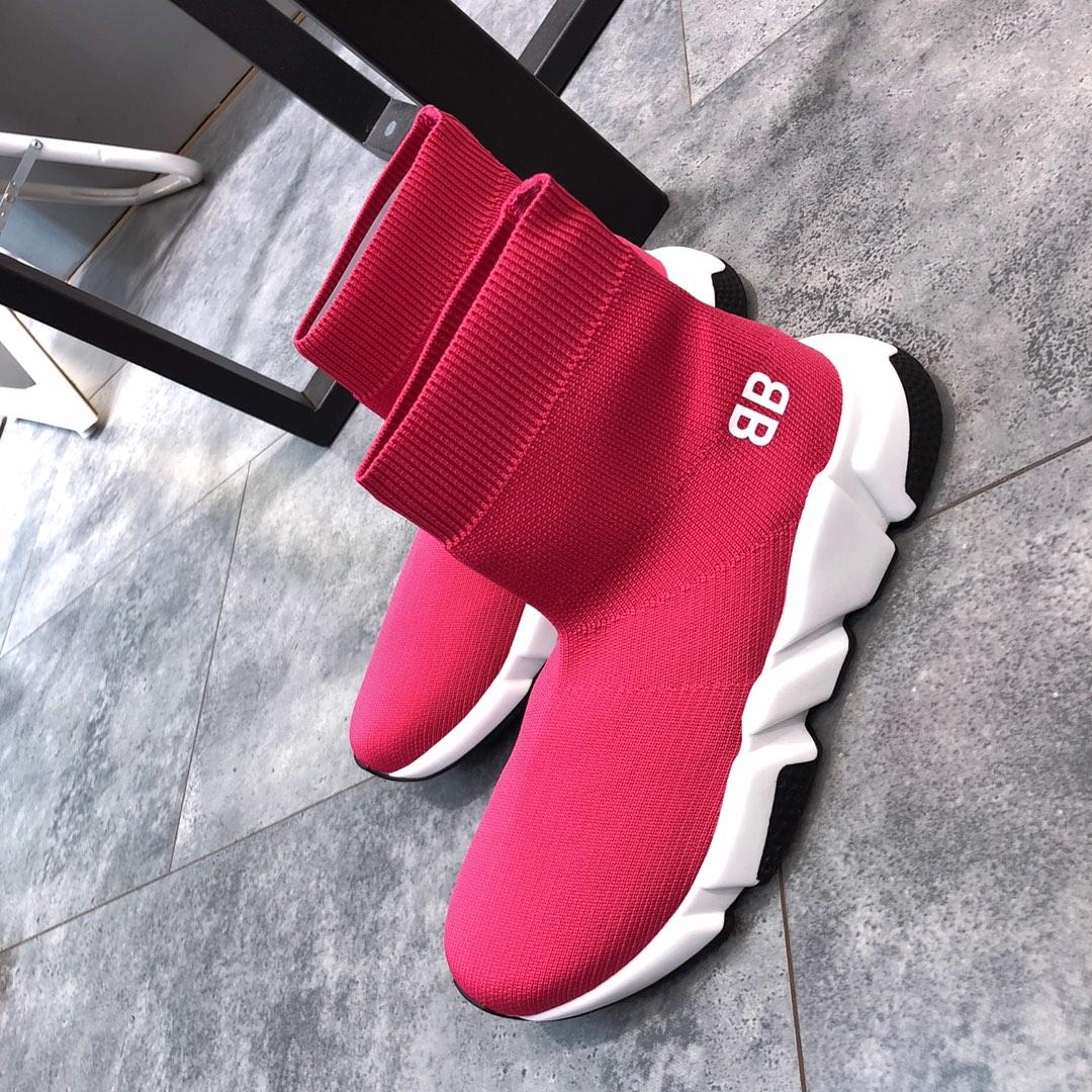 Balenciaga Speed Trainer Pink and white BB print with white rubber sole WS980019