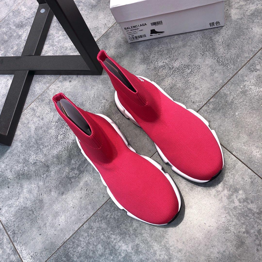 Balenciaga Speed Trainer Pink and white BB print with white rubber sole WS980019