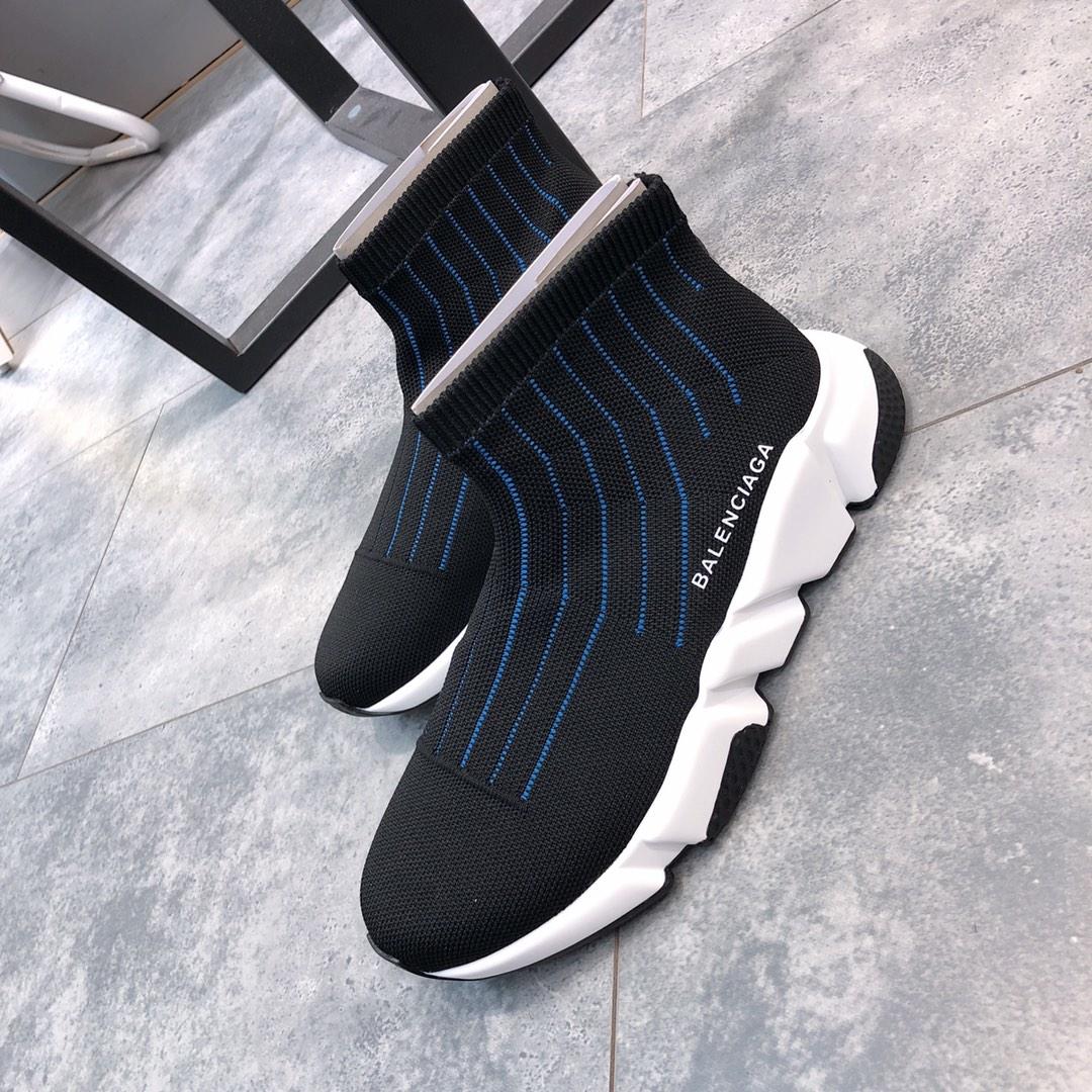 Balenciaga Speed Trainer Black and blue stripes with White rubber sole WS980017