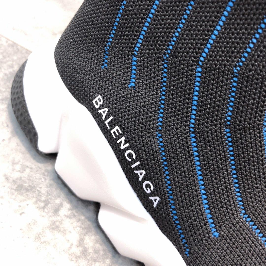 Balenciaga Speed Trainer Black and blue stripes with White rubber sole WS980017