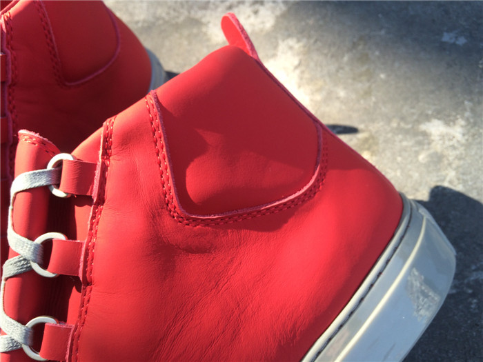 Balenciaga Red Holiday Collection Rubberised Calfskin High Sneakers