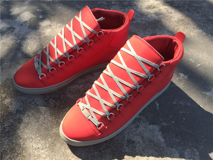 Balenciaga Red Holiday Collection Rubberised Calfskin High Sneakers