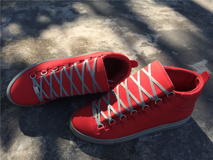 Balenciaga Red Holiday Collection Rubberised Calfskin High Sneakers