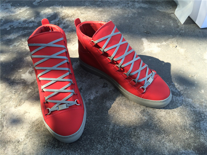 Balenciaga Red Holiday Collection Rubberised Calfskin High Sneakers