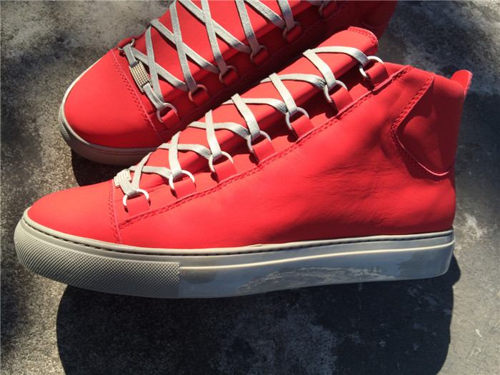 Balenciaga Red Holiday Collection Rubberised Calfskin High Sneakers