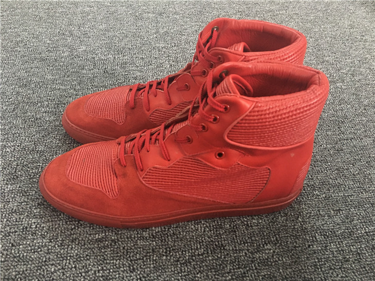 Balenciaga Pleated High-Top Sneakers In Red