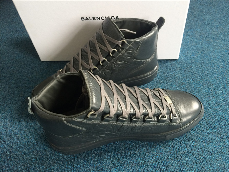 Balenciaga Arena Lambskin Leather High Sneaker Gris Fossile