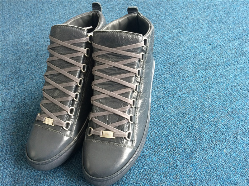 Balenciaga Arena Lambskin Leather High Sneaker Gris Fossile