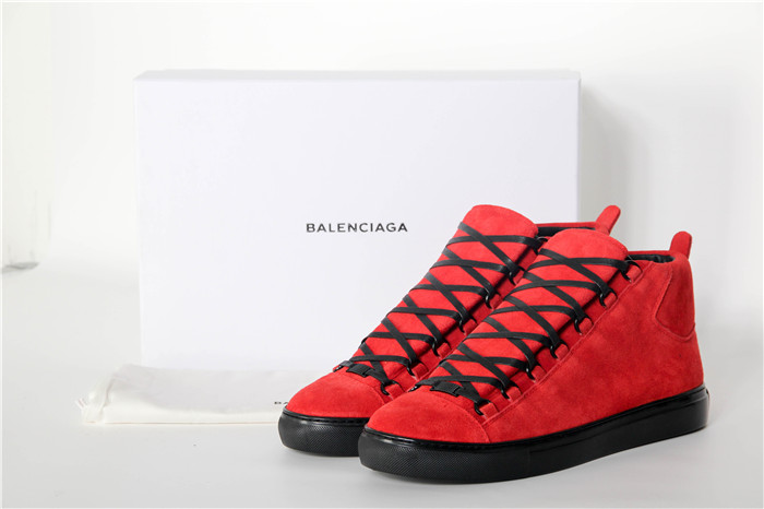 Balenciaga Arena High-Top Red Suede Sneaker