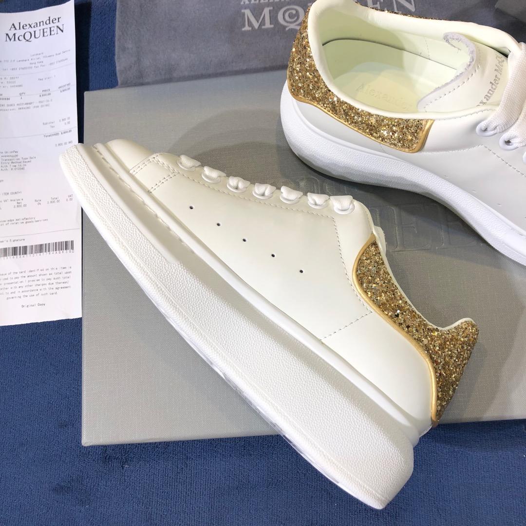 Alexander McQueen Fahion Sneakers White with golden heel MS100002