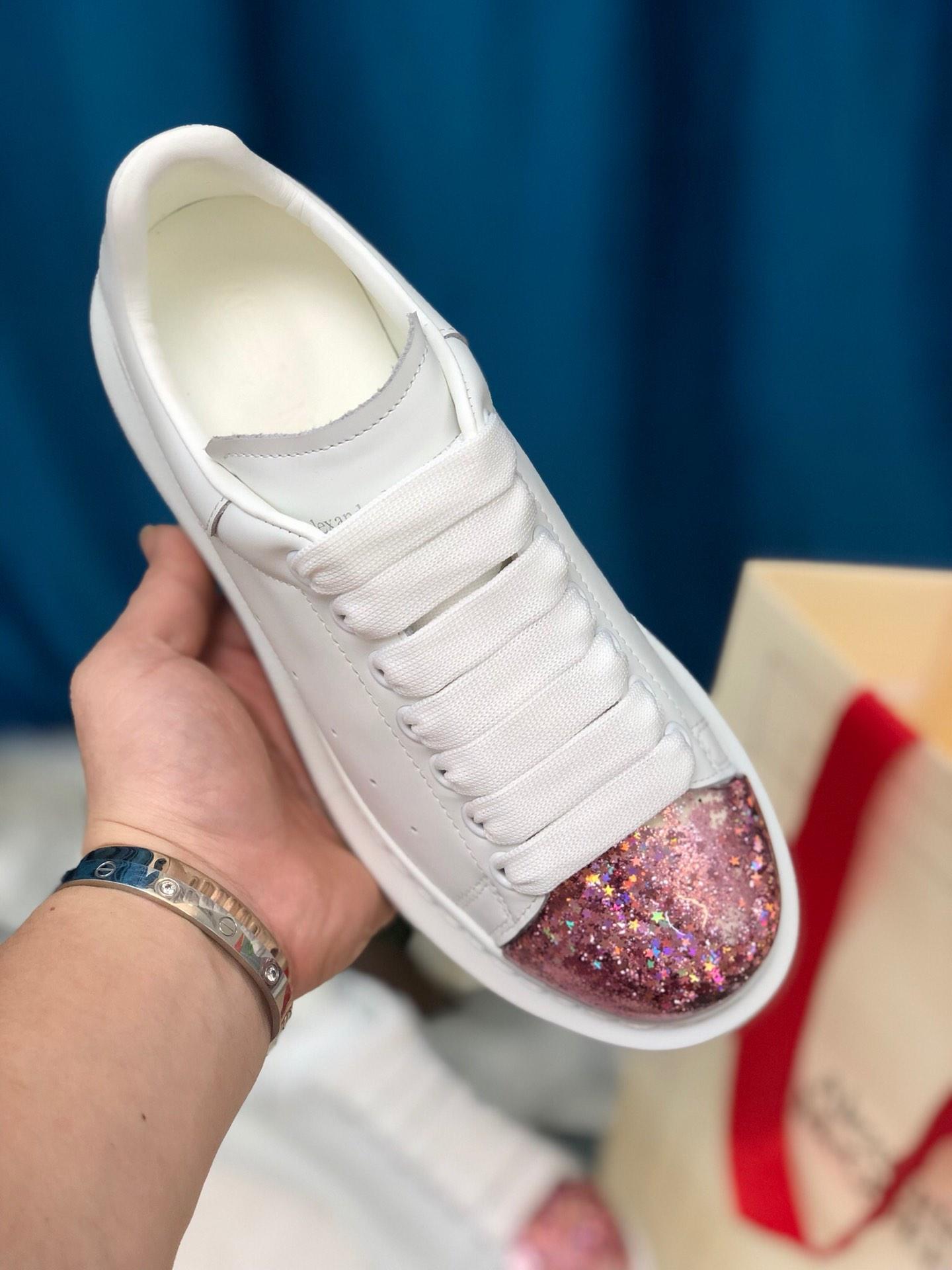 Alexander McQueen Fahion Sneakers White and pink toe MS100034