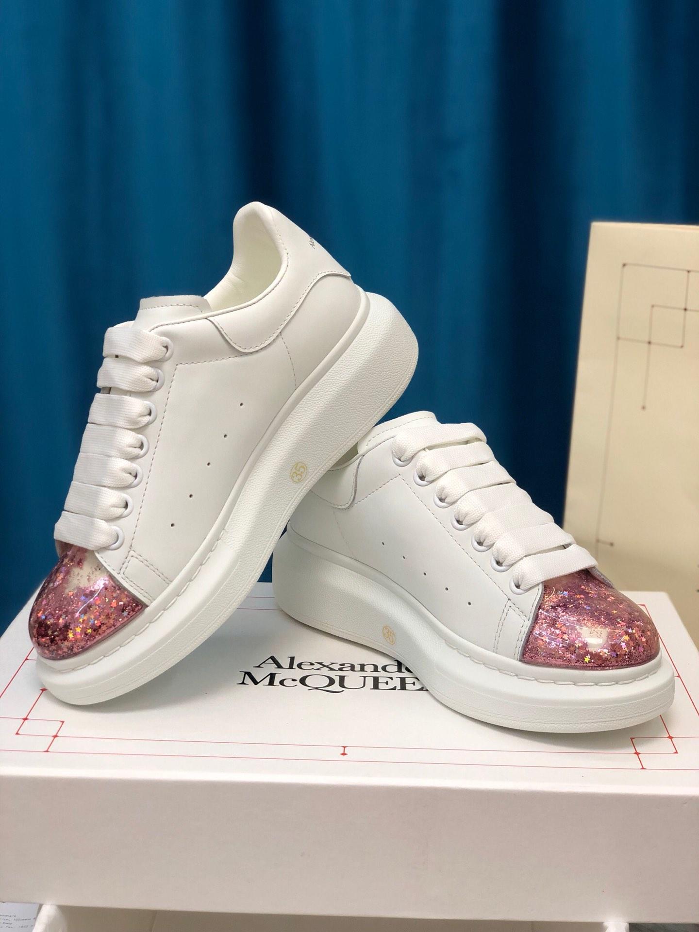 Alexander McQueen Fahion Sneakers White and pink toe MS100034