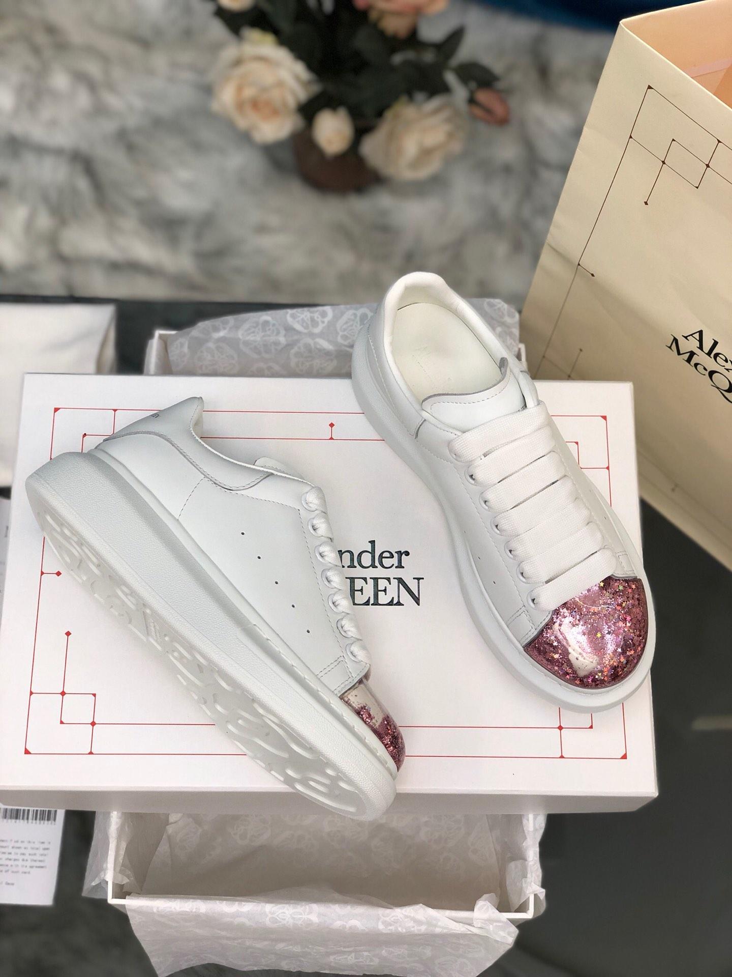 Alexander McQueen Fahion Sneakers White and pink toe MS100034