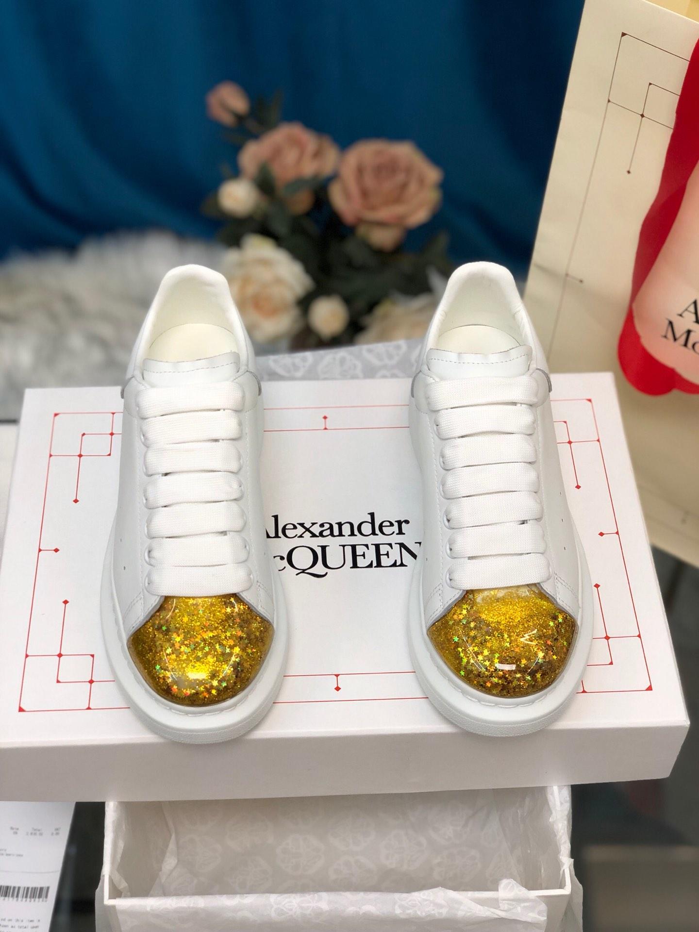 Alexander McQueen Fahion Sneakers White and gold toe MS100033