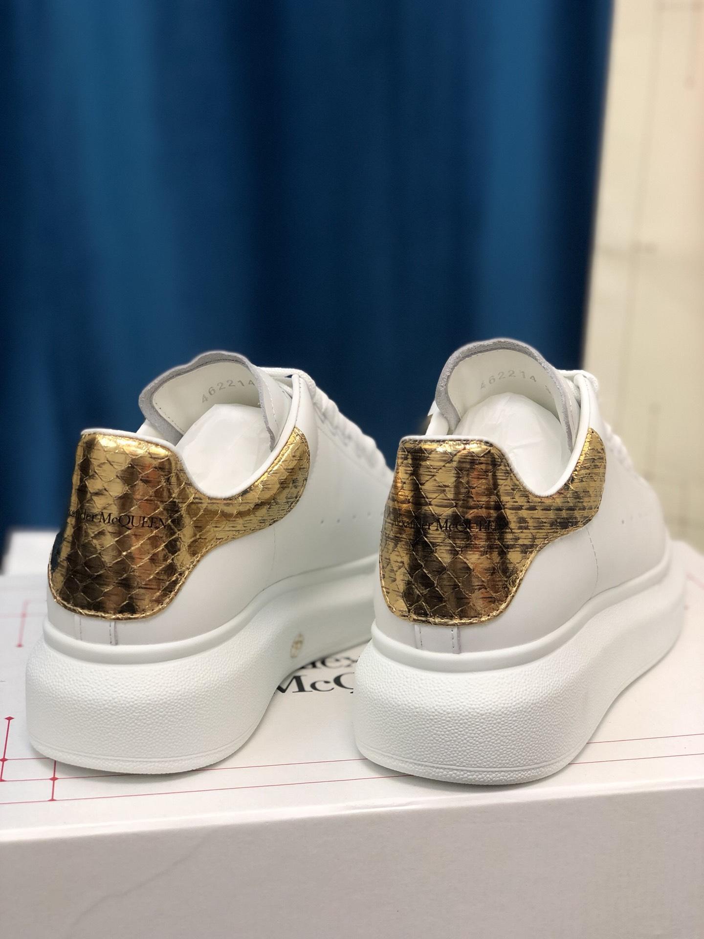 Alexander McQueen Fahion Sneaker White with golden snake heel MS100014