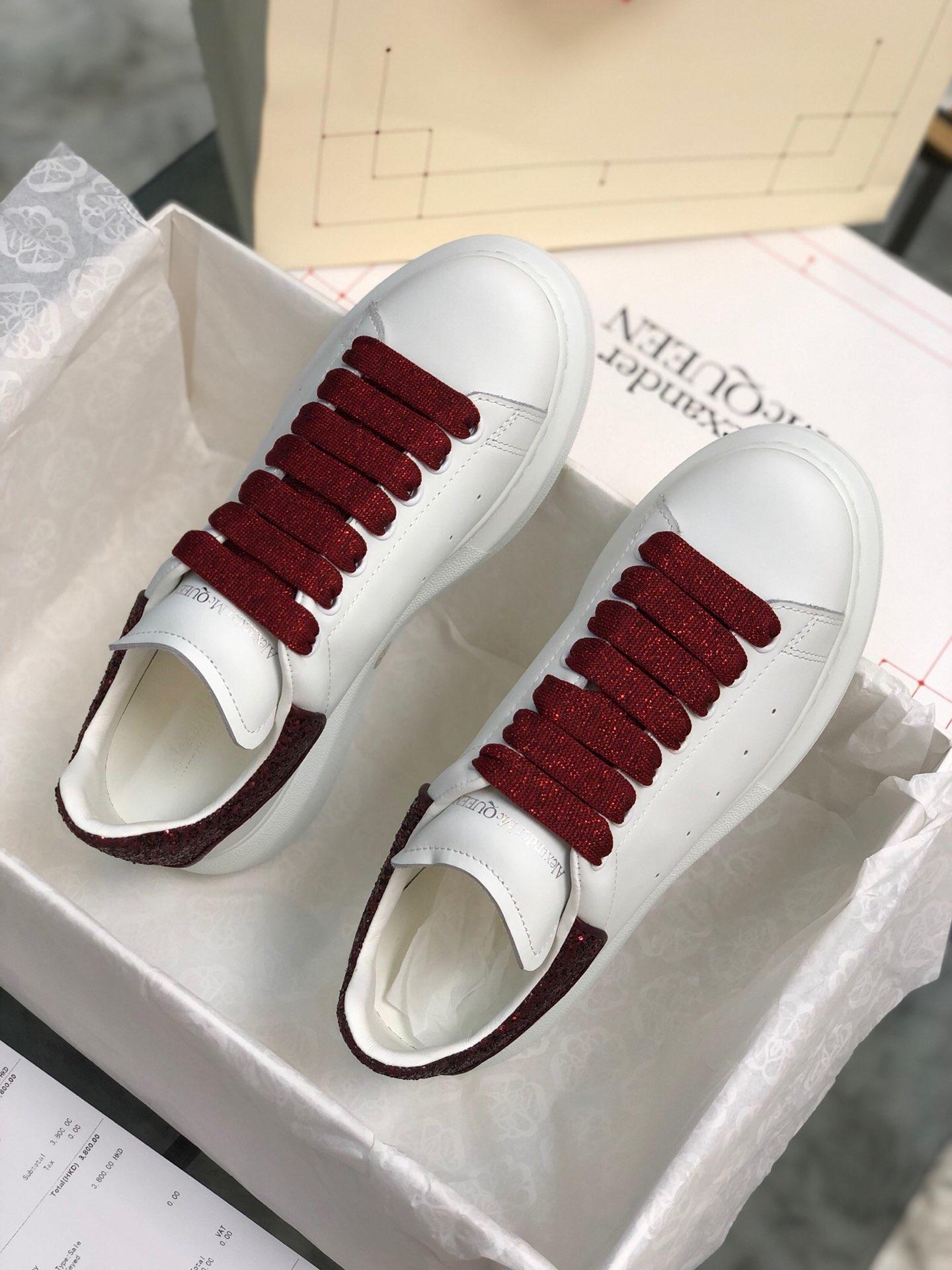 Alexander McQueen Fahion Sneaker White and red glitter heel MS100042