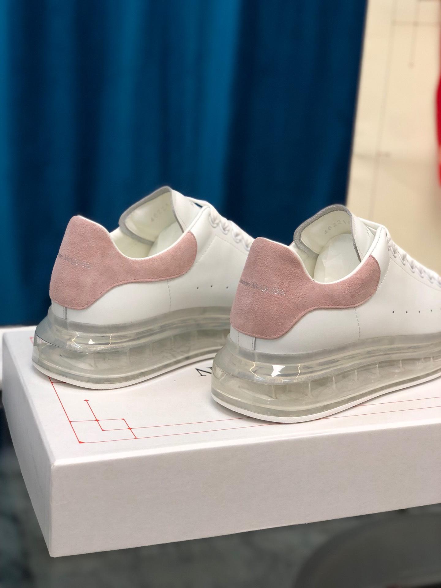 Alexander McQueen Fahion Sneaker White and pink suede heel with transparent sole MS100029