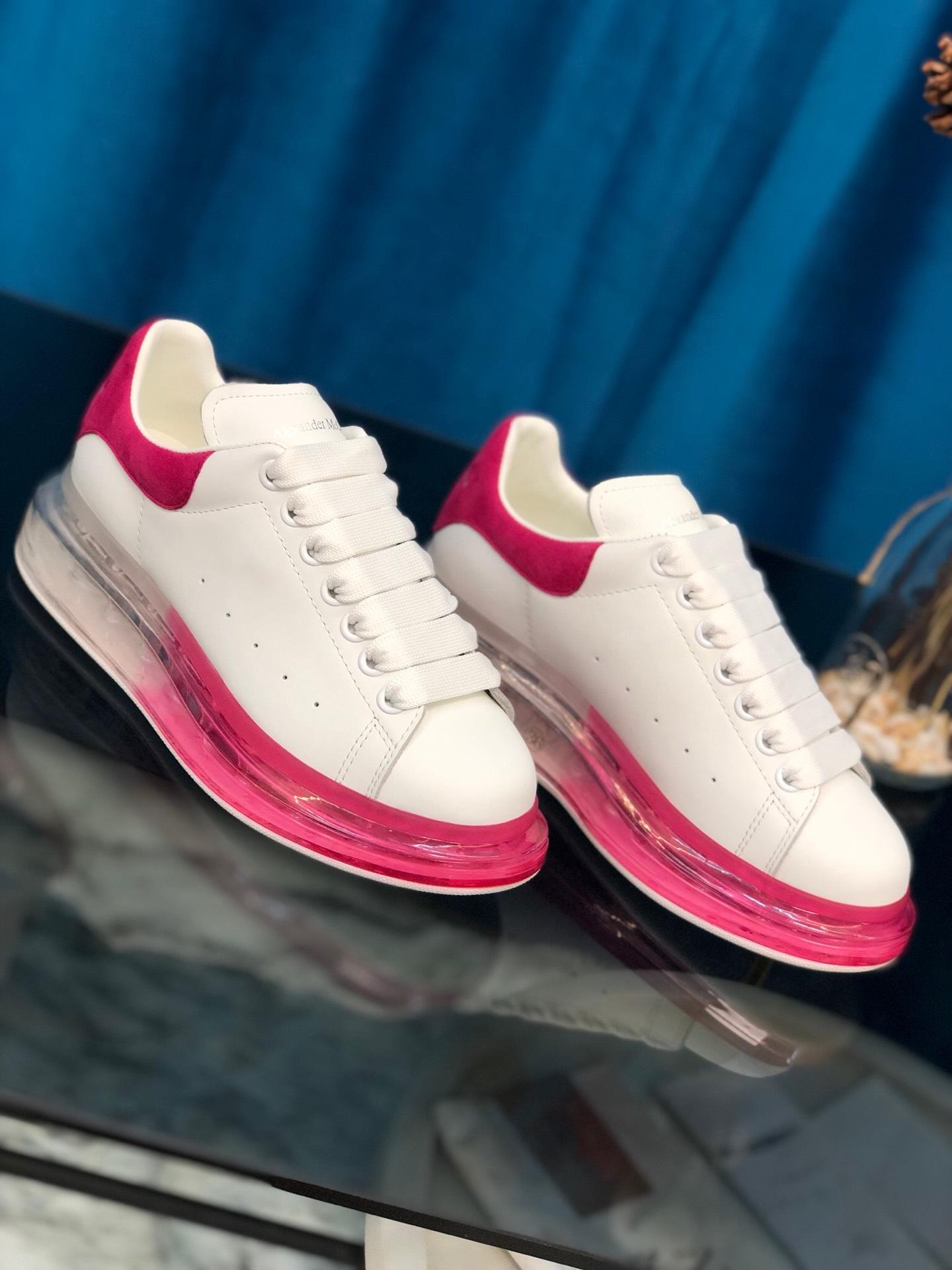 Alexander McQueen Fahion Sneaker White and pink heel with transparent sole MS100024