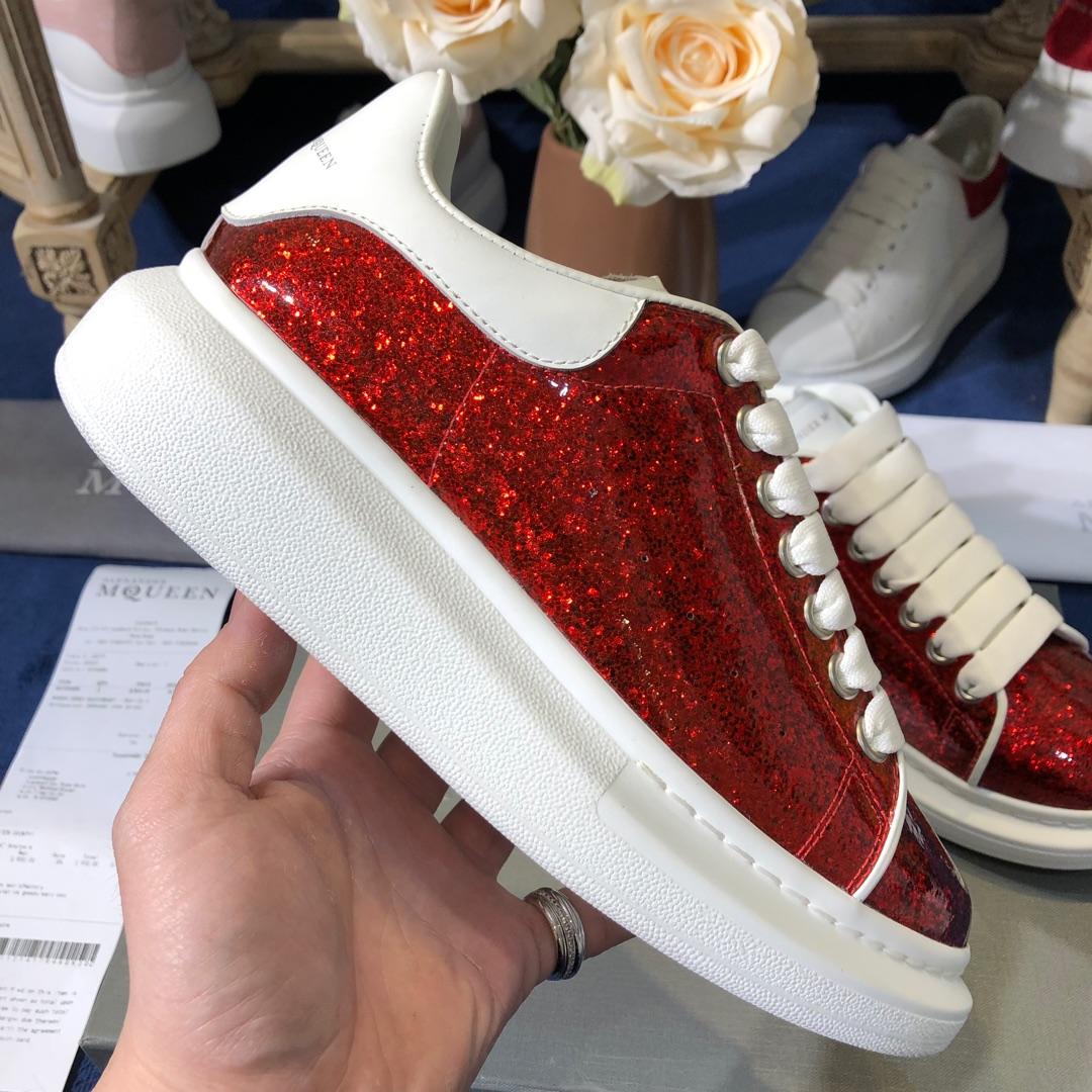 Alexander McQueen Fahion Sneaker Red sequins and white heel MS100113