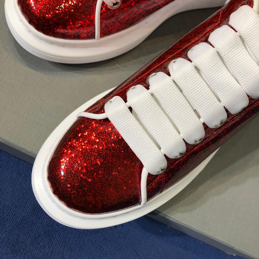 Alexander McQueen Fahion Sneaker Red sequins and white heel MS100113