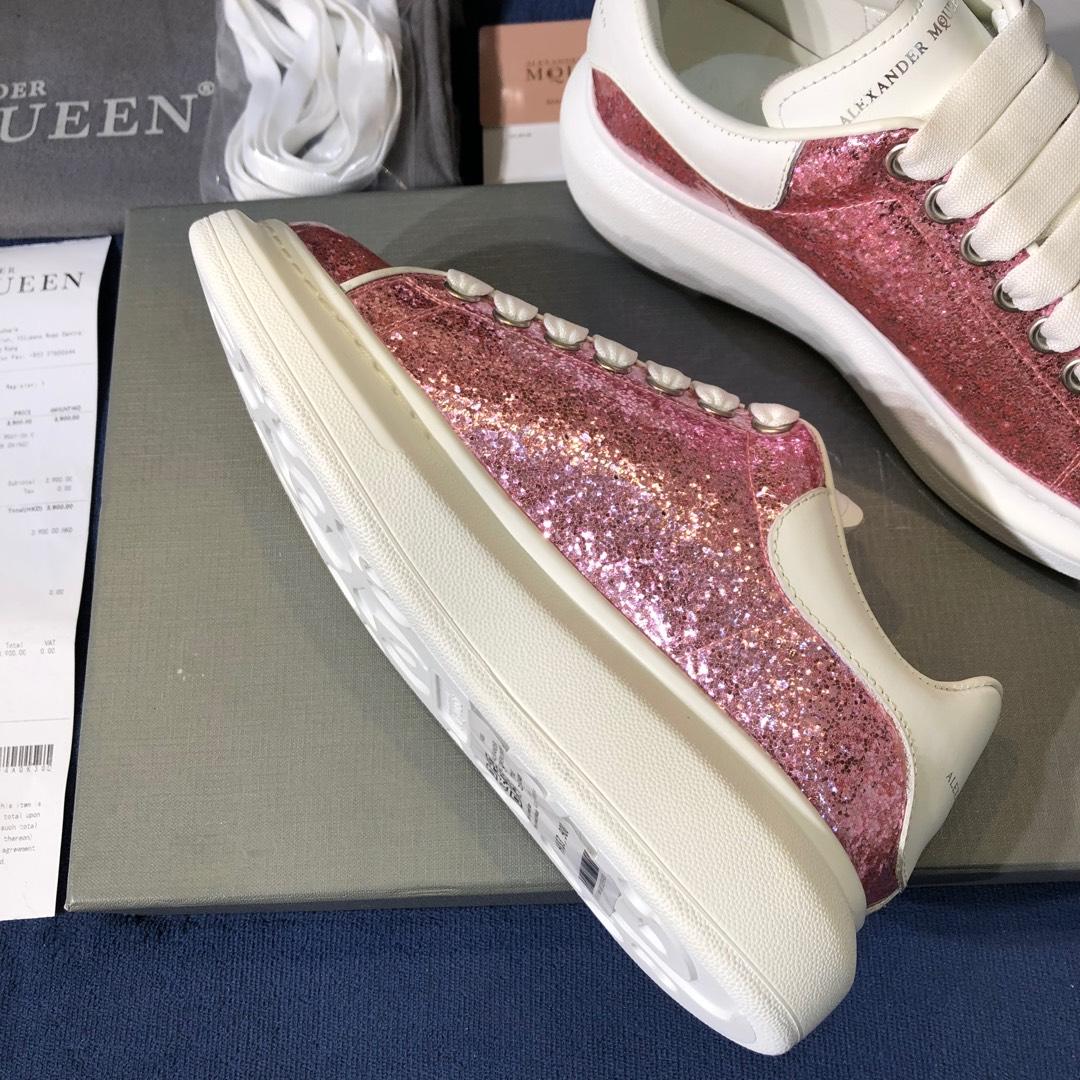 Alexander McQueen Fahion Sneaker Pink sequins and white heel MS100112