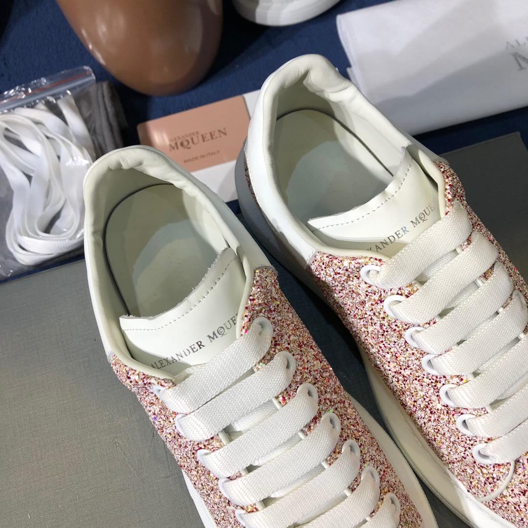 Alexander McQueen Fahion Sneaker Pink sequins and white heel MS100090