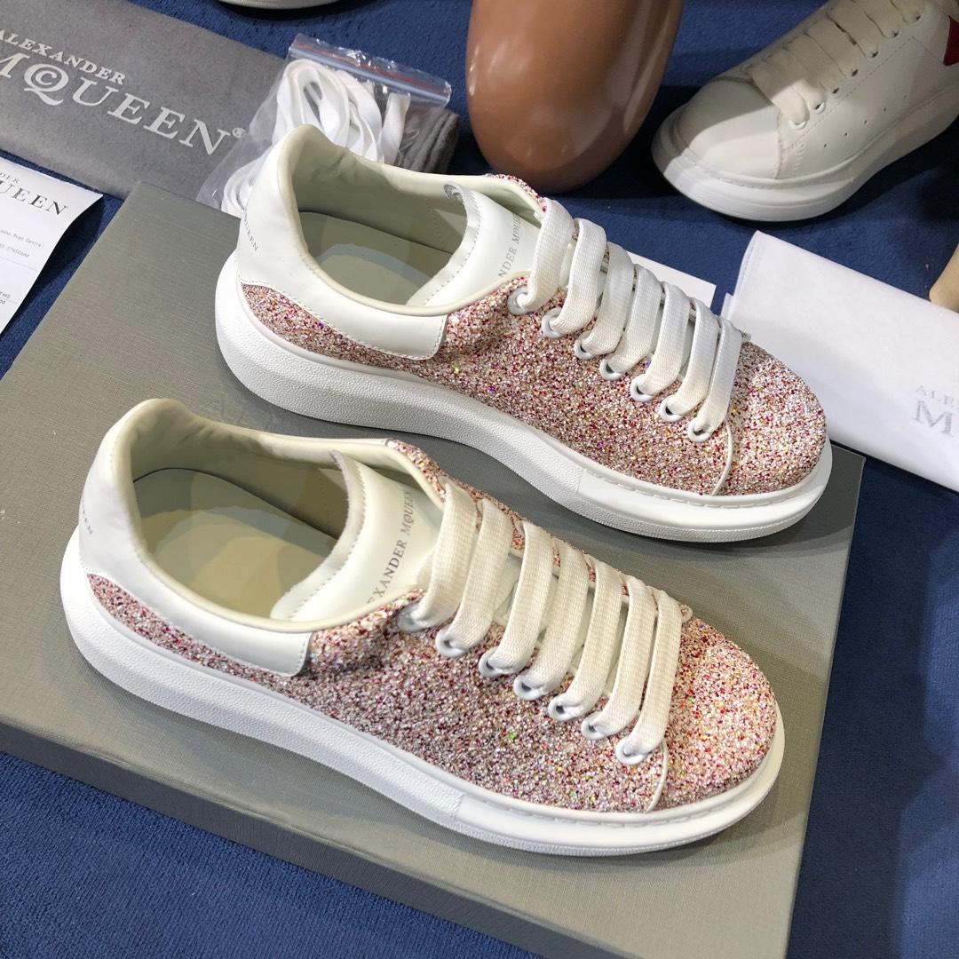 Alexander McQueen Fahion Sneaker Pink sequins and white heel MS100090