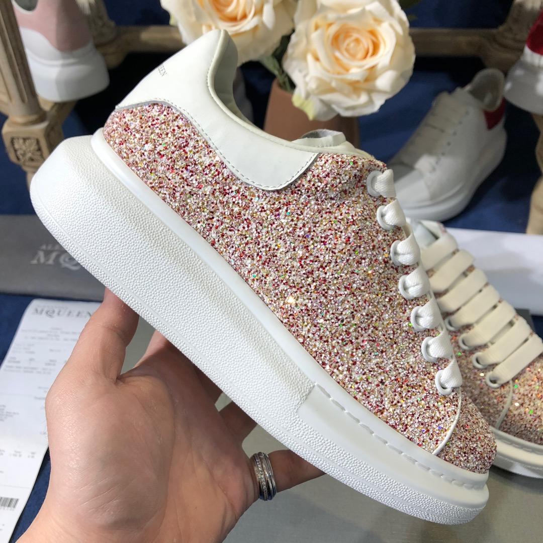 Alexander McQueen Fahion Sneaker Pink sequins and white heel MS100090