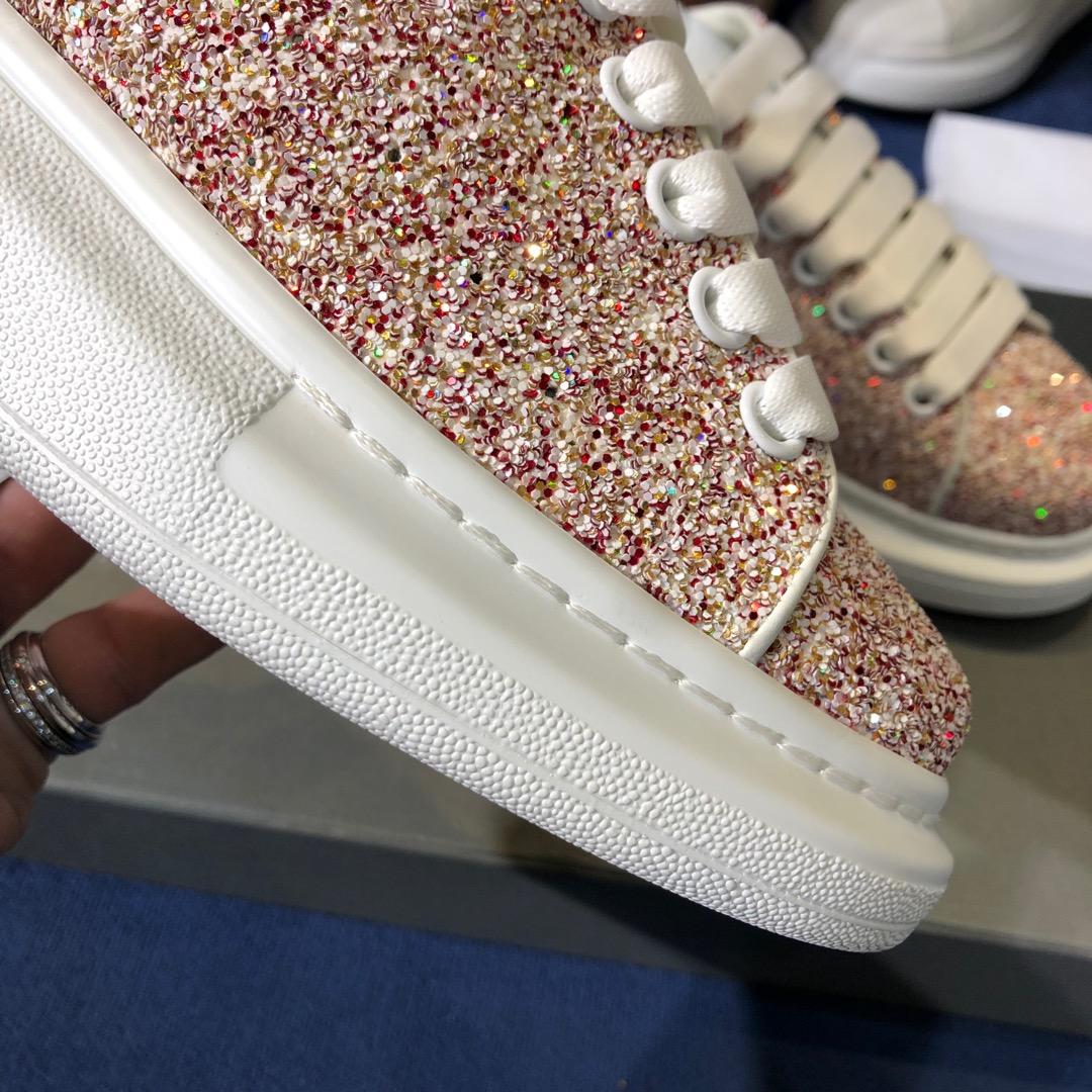 Alexander McQueen Fahion Sneaker Pink sequins and white heel MS100090