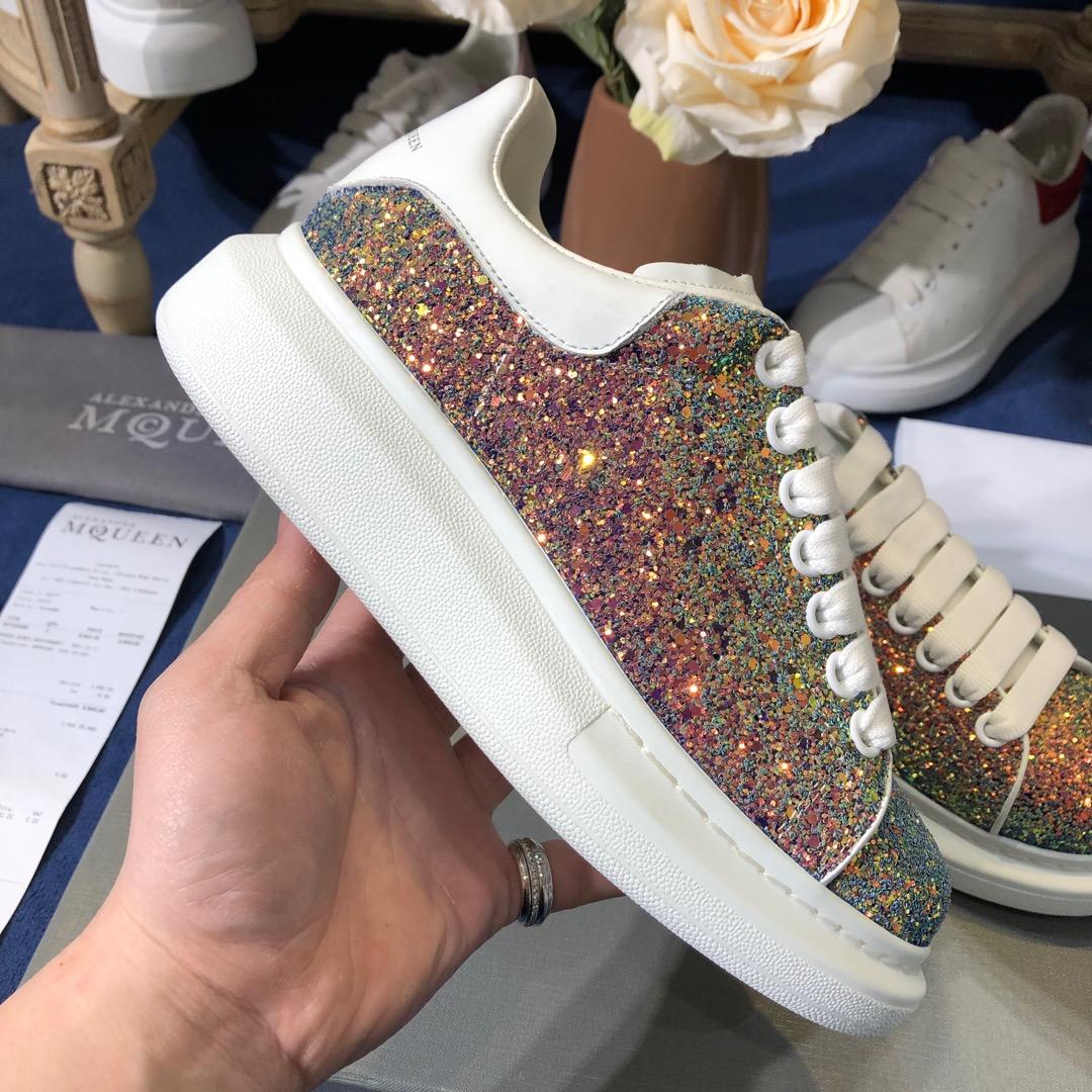 Alexander McQueen Fahion Sneaker Colorful sequins and white heel MS100109