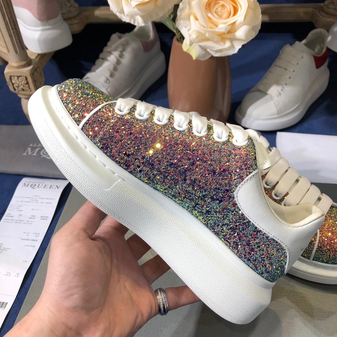 Alexander McQueen Fahion Sneaker Colorful sequins and white heel MS100109