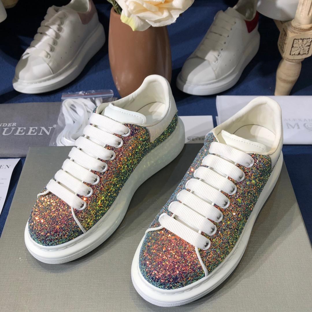 Alexander McQueen Fahion Sneaker Colorful sequins and white heel MS100109