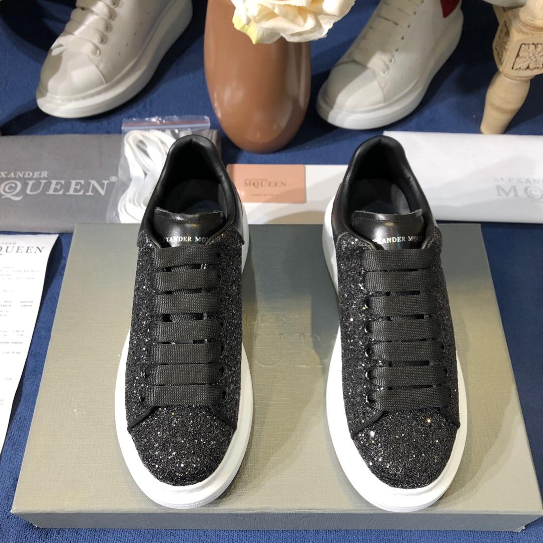 Alexander McQueen Fahion Sneaker Black sequins and black heels MS100110