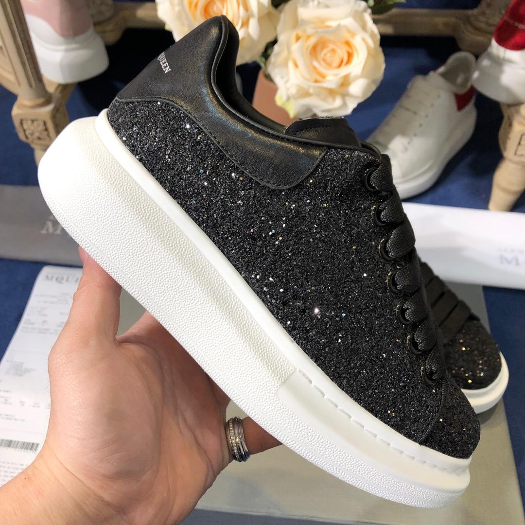 Alexander McQueen Fahion Sneaker Black sequins and black heels MS100110