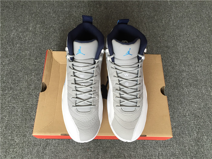 High Quality Air Jordan 12 Unc Wolf Grey University Blue White High-Top Men Sneakers 5C56AFA2E6D2