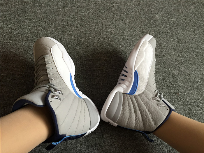 High Quality Air Jordan 12 Unc Wolf Grey University Blue White High-Top Men Sneakers 5C56AFA2E6D2