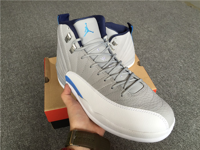 High Quality Air Jordan 12 Unc Wolf Grey University Blue White High-Top Men Sneakers 5C56AFA2E6D2