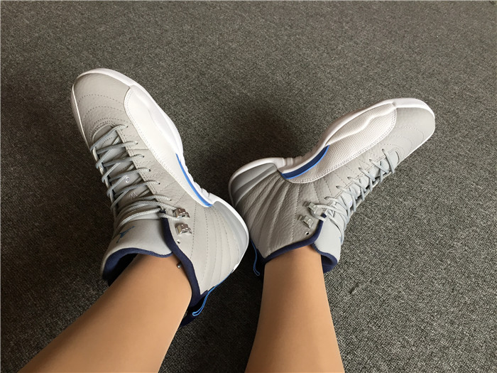 High Quality Air Jordan 12 Unc Wolf Grey University Blue White High-Top Men Sneakers 5C56AFA2E6D2