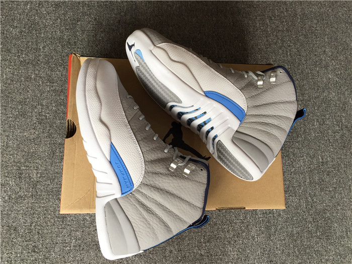 High Quality Air Jordan 12 Unc Wolf Grey University Blue White High-Top Men Sneakers 5C56AFA2E6D2