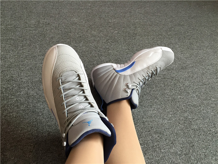 High Quality Air Jordan 12 Unc Wolf Grey University Blue White High-Top Men Sneakers 5C56AFA2E6D2