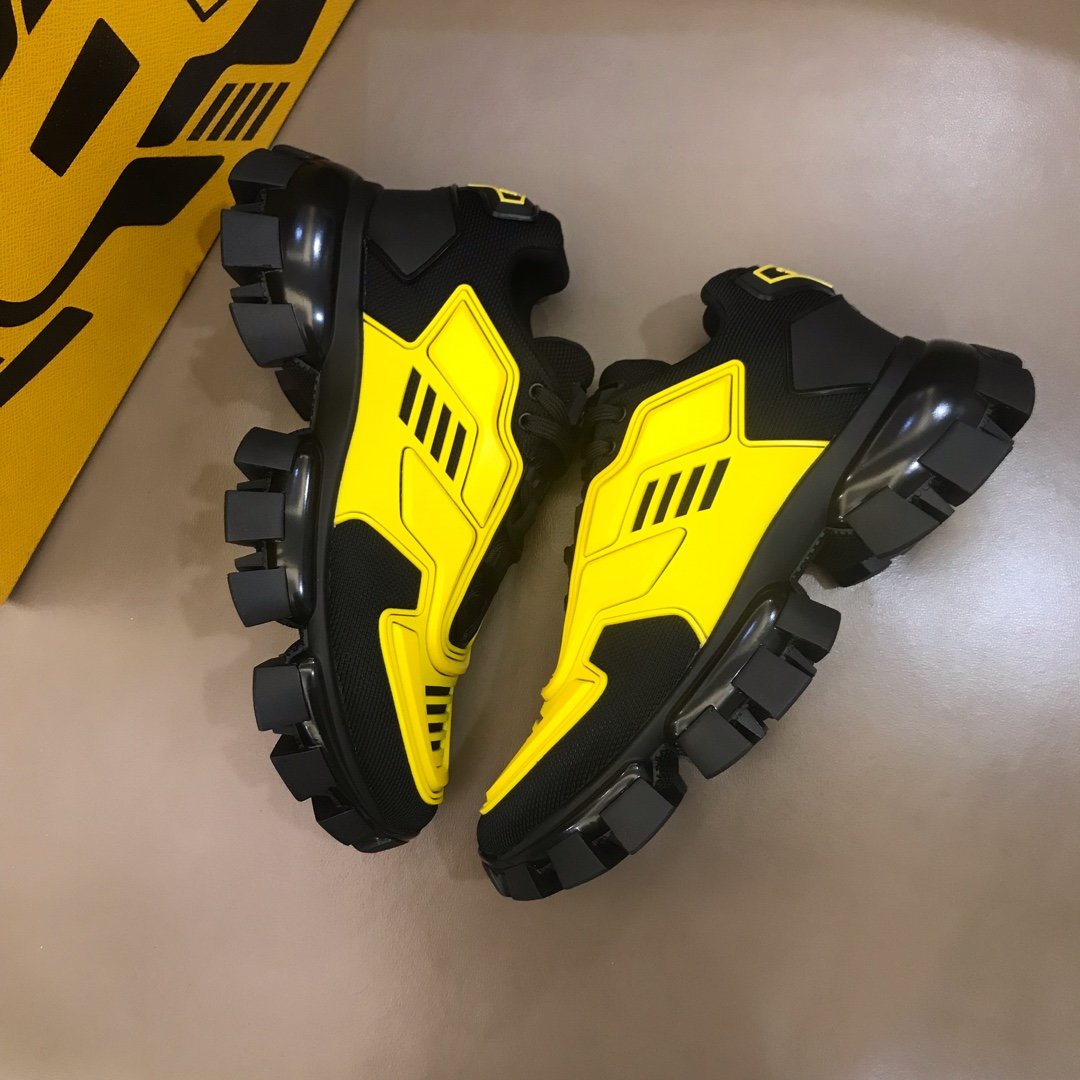 Prada High Quality Sneakers Yellow and black heel with black sole MS021125