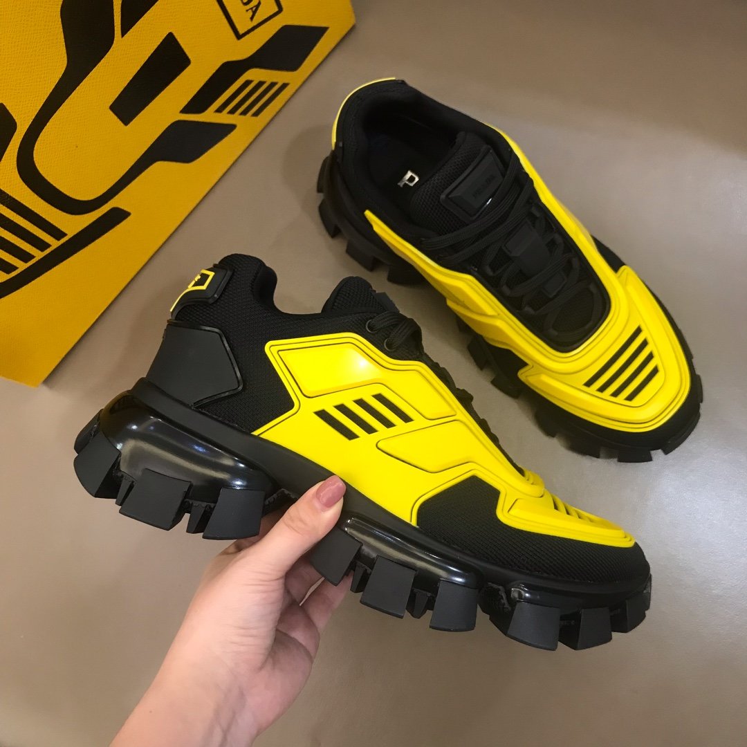 Prada High Quality Sneakers Yellow and black heel with black sole MS021125