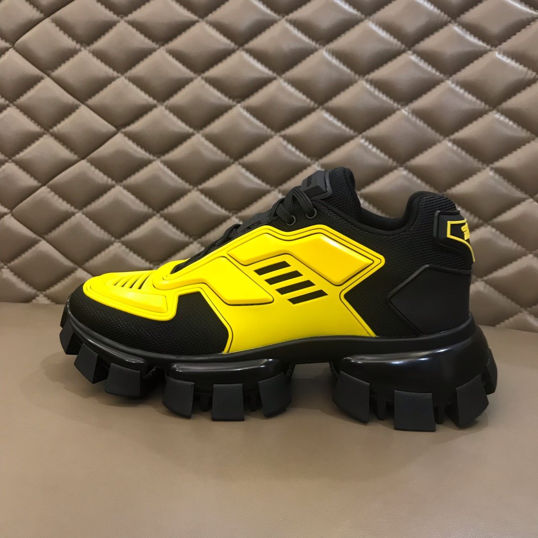 Prada High Quality Sneakers Yellow and black heel with black sole MS021125