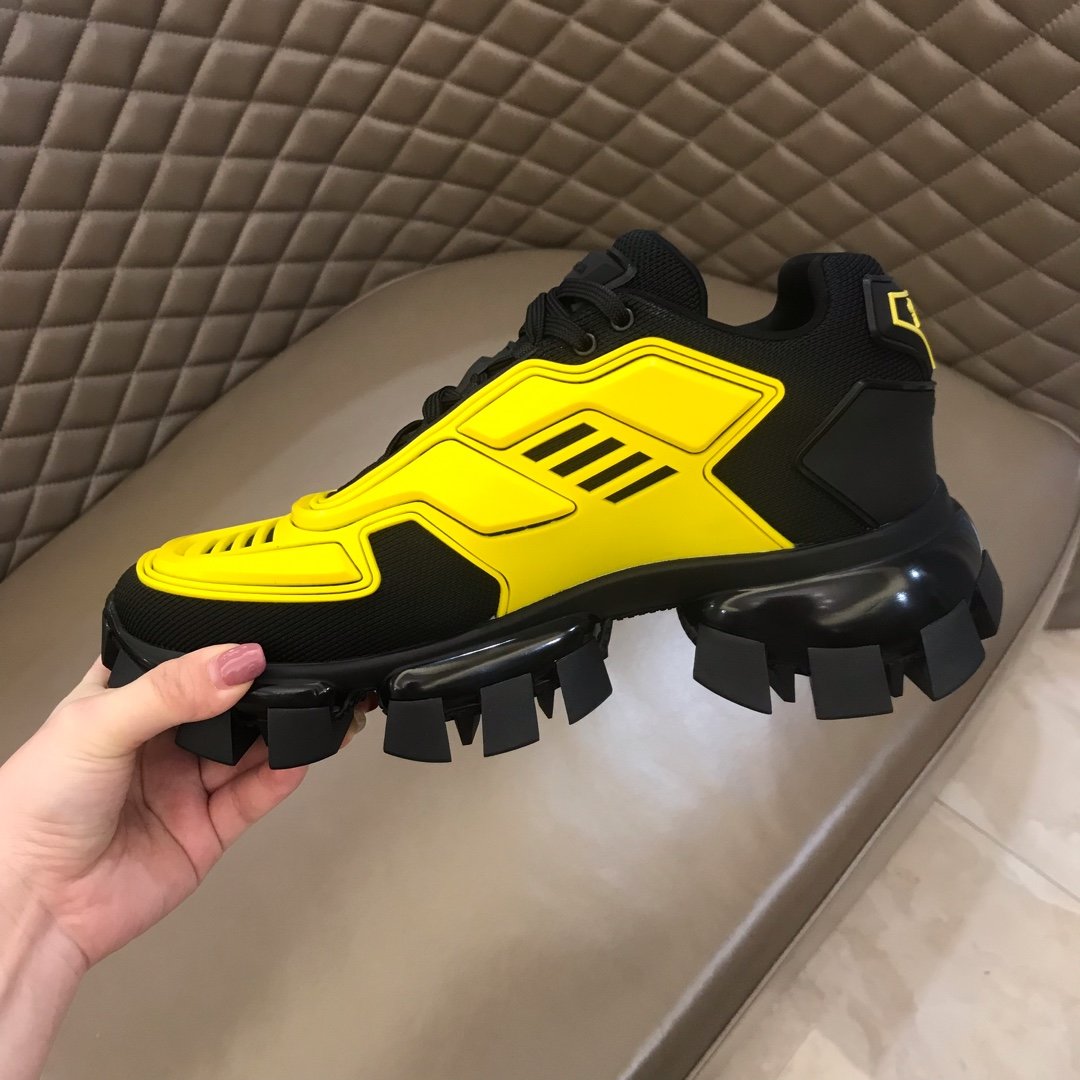 Prada High Quality Sneakers Yellow and black heel with black sole MS021125