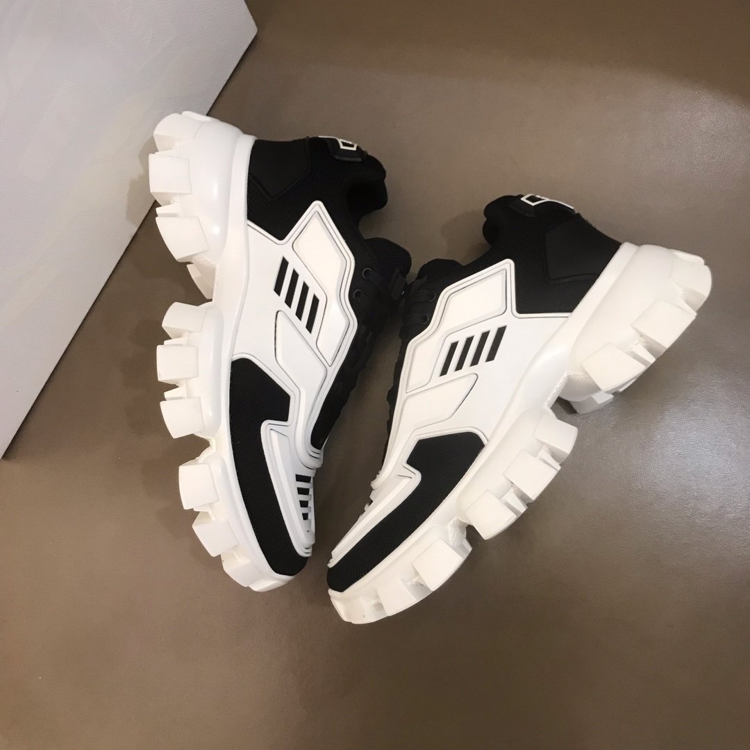 Prada High Quality Sneakers White and black heel with white sole MS021124