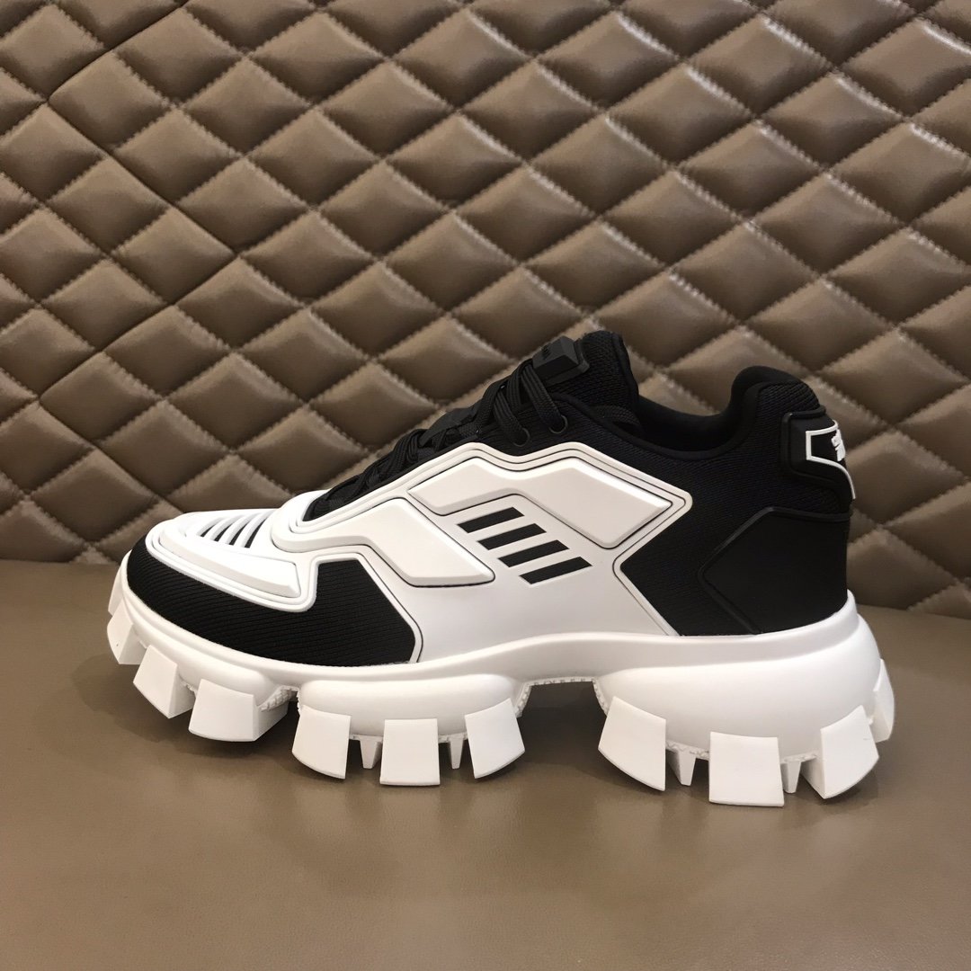 Prada High Quality Sneakers White and black heel with white sole MS021124