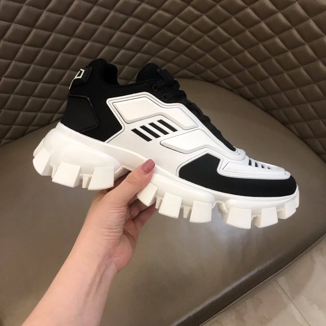 Prada High Quality Sneakers White and black heel with white sole MS021124