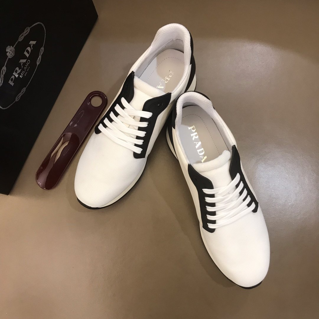 Prada High Quality Sneakers White and black heel with white sole MS021121